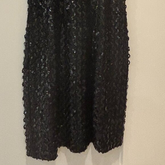 Vintage Black Sequin Halter Dress Keyhole back - Picture 4 of 6